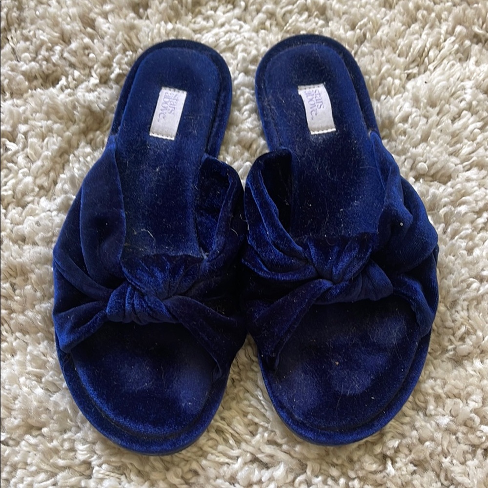 Stars Above Navy Velvet Women's Slippers